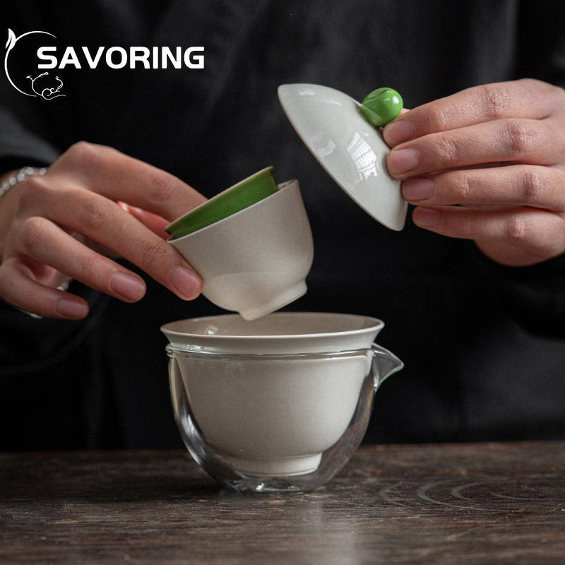 Chinese Gourd Persimmon Travel Tea Set 1 Pot 3 Cups Tea Tureen Kung Fu Tea Set Tea Maker Set Portable Ceramic Quick Cup Gift acacuss