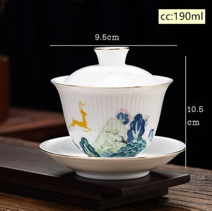 Chinese Handmade Ceramic Gaiwan Teacup Boutique Small Tea Bowl White Porcelain Tea Set Accessories Portable Travel Drinkware acacuss