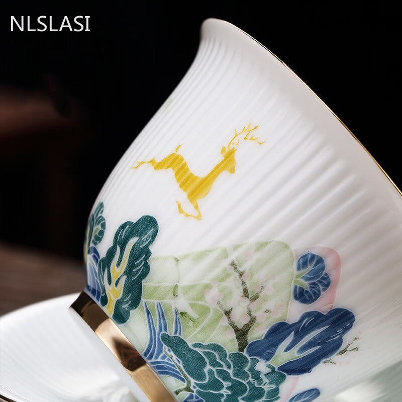 Chinese Handmade Ceramic Gaiwan Teacup Boutique Small Tea Bowl White Porcelain Tea Set Accessories Portable Travel Drinkware acacuss