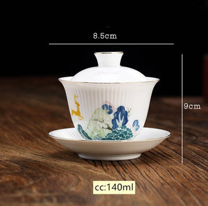 Chinese Handmade Ceramic Gaiwan Teacup Boutique Small Tea Bowl White Porcelain Tea Set Accessories Portable Travel Drinkware acacuss