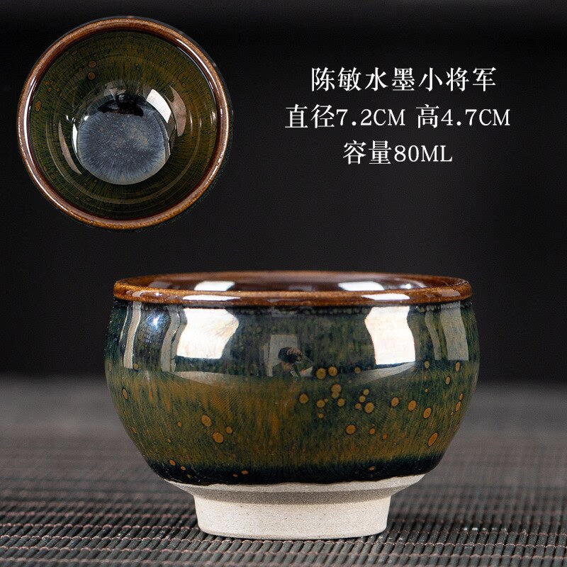 Chinese Jian kiln tea bowl with oilspot glaze Small Tenmoku Tea Cup Natural Ceramic High Temporature Fired Eco-friendly acacuss