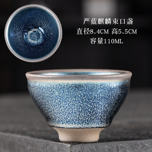 Chinese Jian kiln tea bowl with oilspot glaze Small Tenmoku Tea Cup Natural Ceramic High Temporature Fired Eco-friendly acacuss