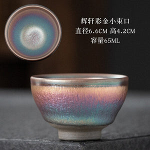 Chinese Jian kiln tea bowl with oilspot glaze Small Tenmoku Tea Cup Natural Ceramic High Temporature Fired Eco-friendly acacuss