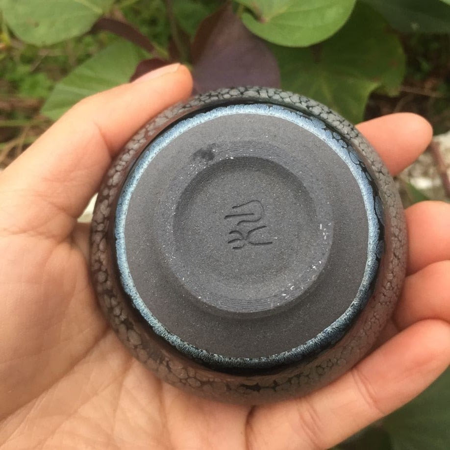 Chinese Jian kiln tea bowl with oilspot glaze Small Tenmoku Tea Cup Natural Ceramic High Temporature Fired Eco-friendly acacuss