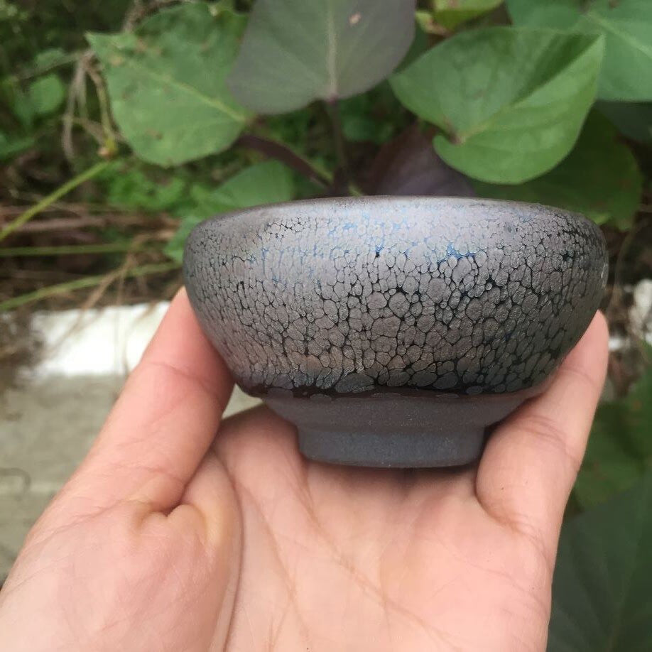 Chinese Jian kiln tea bowl with oilspot glaze Small Tenmoku Tea Cup Natural Ceramic High Temporature Fired Eco-friendly acacuss