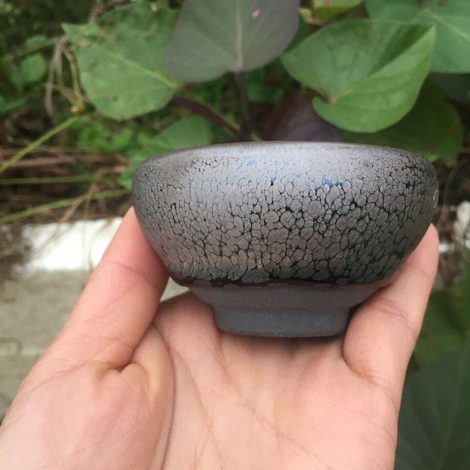 Chinese Jian kiln tea bowl with oilspot glaze Small Tenmoku Tea Cup Natural Ceramic High Temporature Fired Eco-friendly acacuss