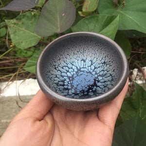 Chinese Jian kiln tea bowl with oilspot glaze Small Tenmoku Tea Cup Natural Ceramic High Temporature Fired Eco-friendly acacuss