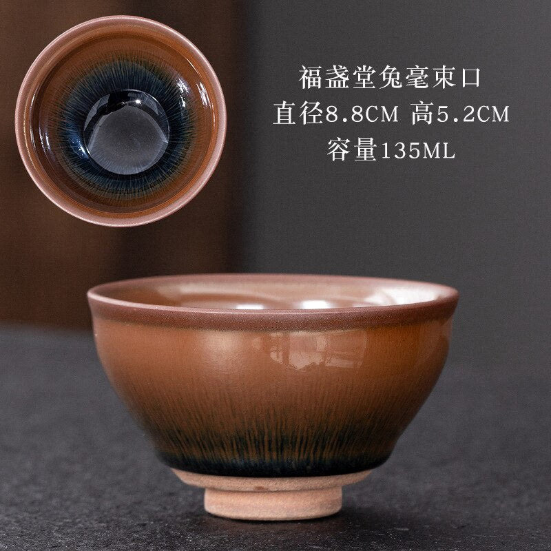 Chinese Jian kiln tea bowl with oilspot glaze Small Tenmoku Tea Cup Natural Ceramic High Temporature Fired Eco-friendly acacuss
