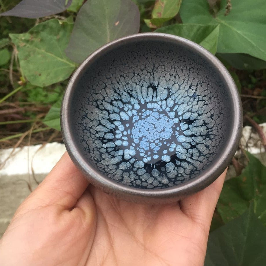 Chinese Jian kiln tea bowl with oilspot glaze Small Tenmoku Tea Cup Natural Ceramic High Temporature Fired Eco-friendly acacuss