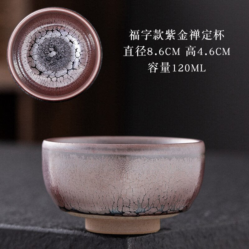 Chinese Jian kiln tea bowl with oilspot glaze Small Tenmoku Tea Cup Natural Ceramic High Temporature Fired Eco-friendly acacuss