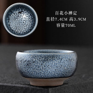 Chinese Jian kiln tea bowl with oilspot glaze Small Tenmoku Tea Cup Natural Ceramic High Temporature Fired Eco-friendly acacuss