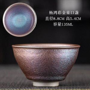 Chinese Jian kiln tea bowl with oilspot glaze Small Tenmoku Tea Cup Natural Ceramic High Temporature Fired Eco-friendly acacuss
