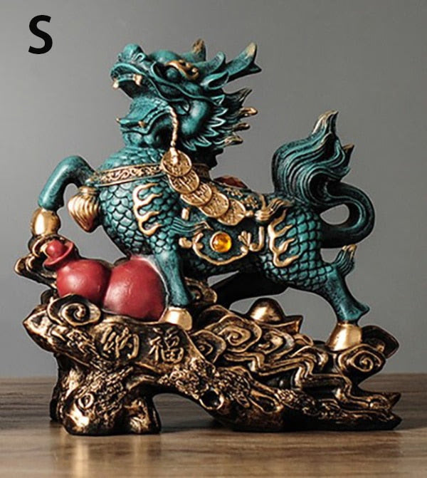 Chinese Kirin Lucky Statue Domineering Animal Home Living Room Decoration Resin Modern Art Sculpture Accessories Gift Statue acacuss
