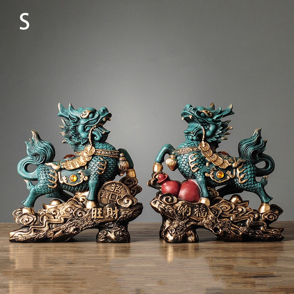 Chinese Kirin Lucky Statue Domineering Animal Home Living Room Decoration Resin Modern Art Sculpture Accessories Gift Statue acacuss