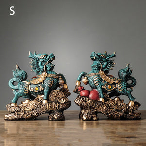Chinese Kirin Lucky Statue Domineering Animal Home Living Room Decoration Resin Modern Art Sculpture Accessories Gift Statue acacuss