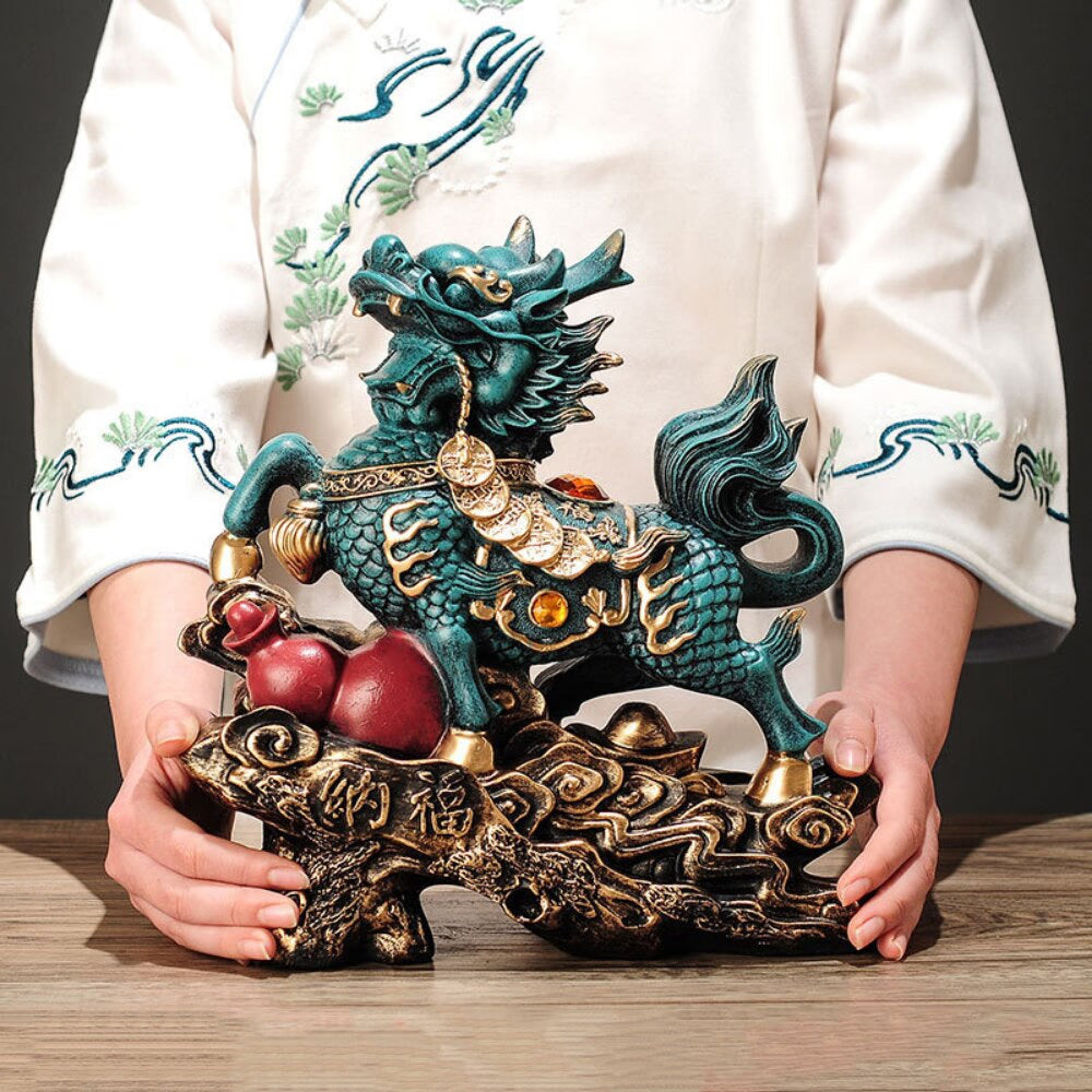 Chinese Kirin Lucky Statue Domineering Animal Home Living Room Decoration Resin Modern Art Sculpture Accessories Gift Statue acacuss