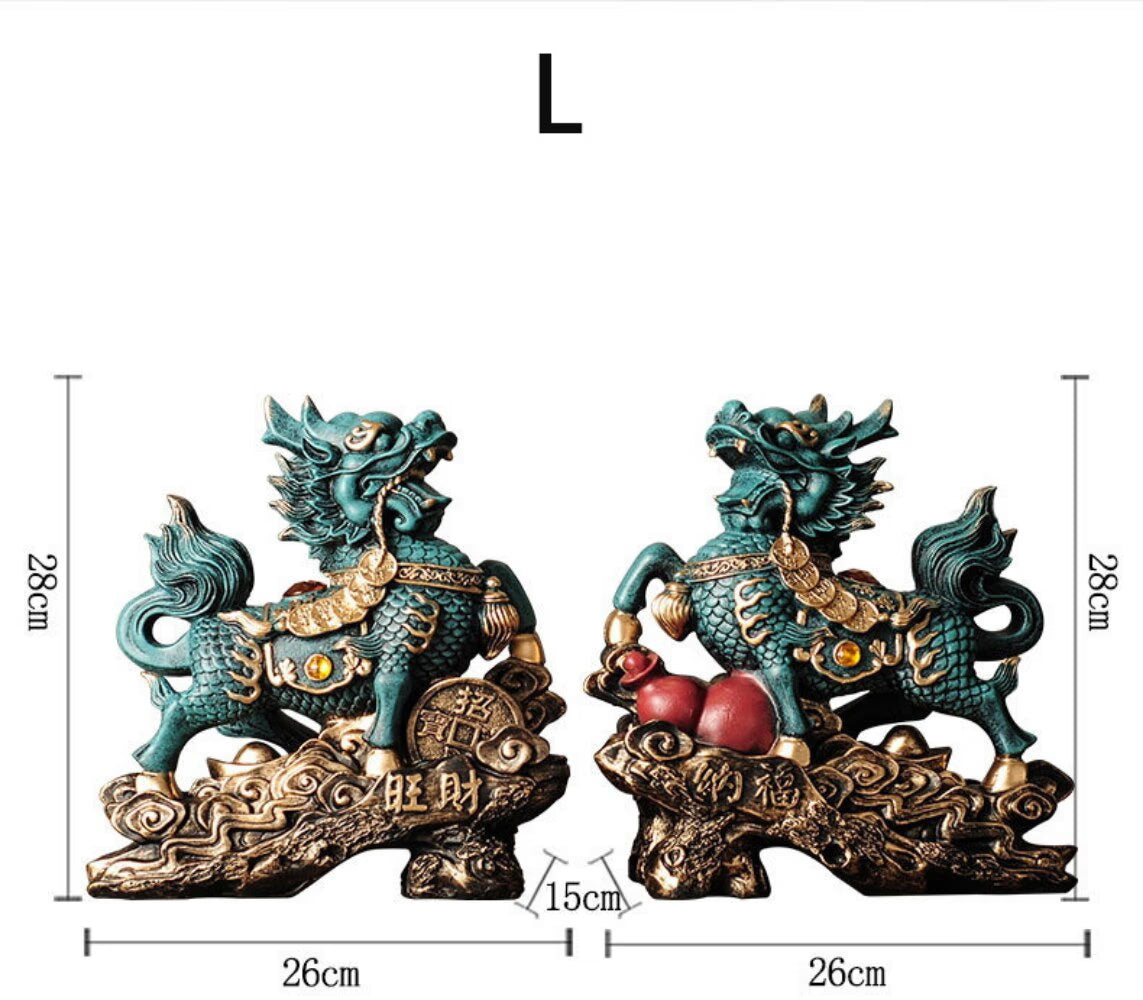 Chinese Kirin Lucky Statue Domineering Animal Home Living Room Decoration Resin Modern Art Sculpture Accessories Gift Statue acacuss