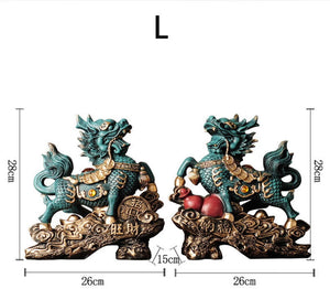 Chinese Kirin Lucky Statue Domineering Animal Home Living Room Decoration Resin Modern Art Sculpture Accessories Gift Statue acacuss