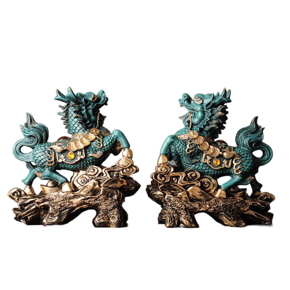 Chinese Kirin Lucky Statue Domineering Animal Home Living Room Decoration Resin Modern Art Sculpture Accessories Gift Statue acacuss