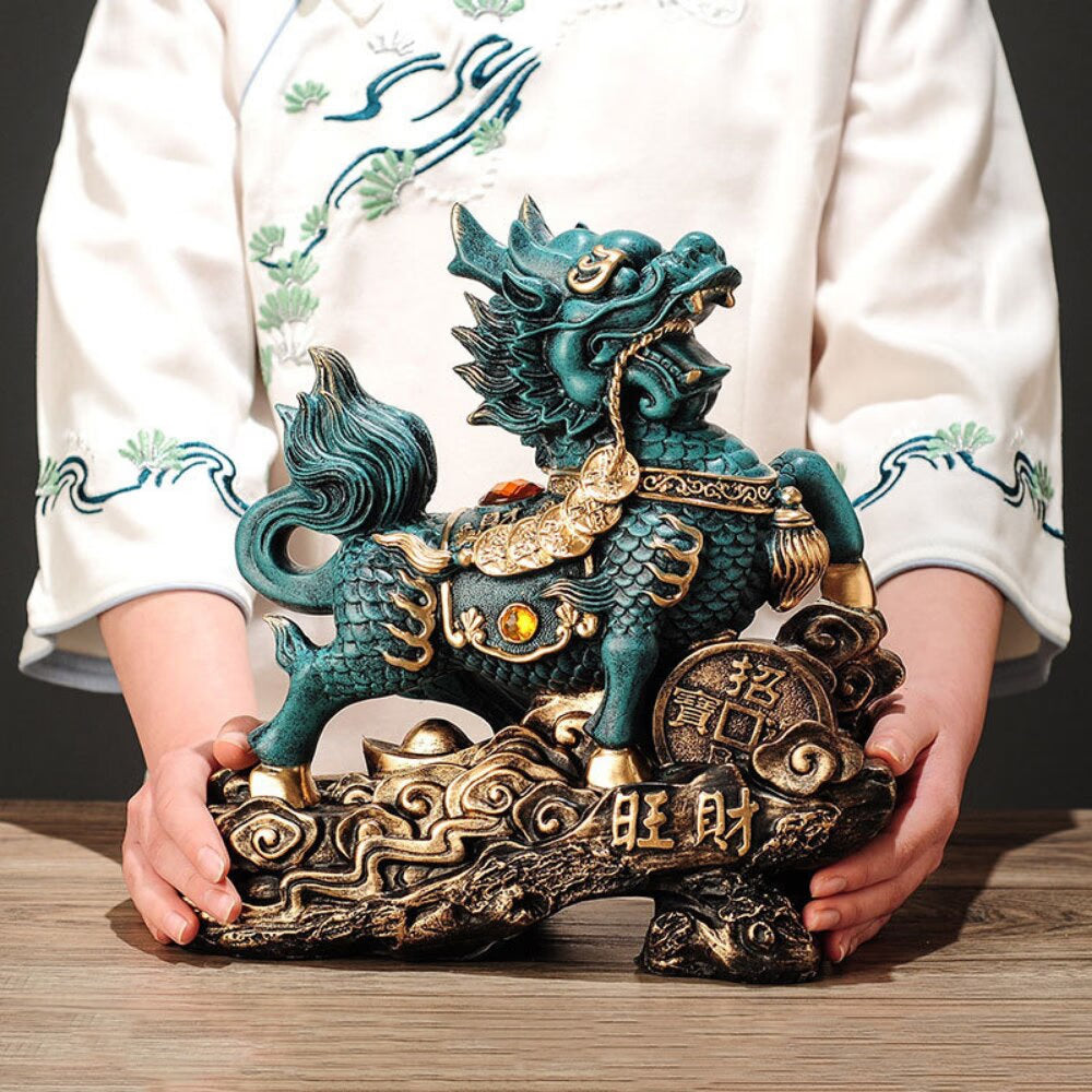 Chinese Kirin Lucky Statue Domineering Animal Home Living Room Decoration Resin Modern Art Sculpture Accessories Gift Statue acacuss