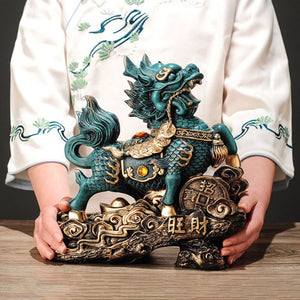 Chinese Kirin Lucky Statue Domineering Animal Home Living Room Decoration Resin Modern Art Sculpture Accessories Gift Statue acacuss