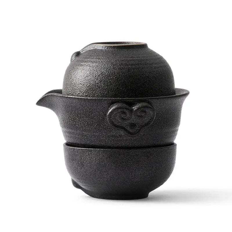Chinese Kung Fu Tea Set 1teapot 2teacups Travel Ceramic Pottery Tea Cups  For Teaware Outdoor Tea Cups Of Tea Ceremony acacuss