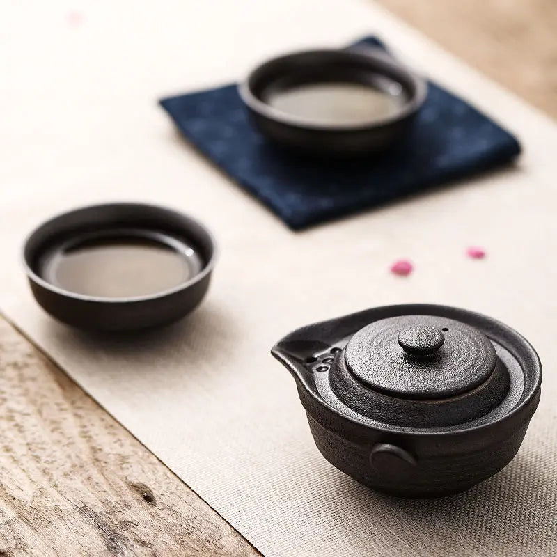 Chinese Kung Fu Tea Set 1teapot 2teacups Travel Ceramic Pottery Tea Cups  For Teaware Outdoor Tea Cups Of Tea Ceremony acacuss
