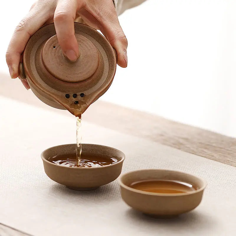 Chinese Kung Fu Tea Set 1teapot 2teacups Travel Ceramic Pottery Tea Cups  For Teaware Outdoor Tea Cups Of Tea Ceremony acacuss