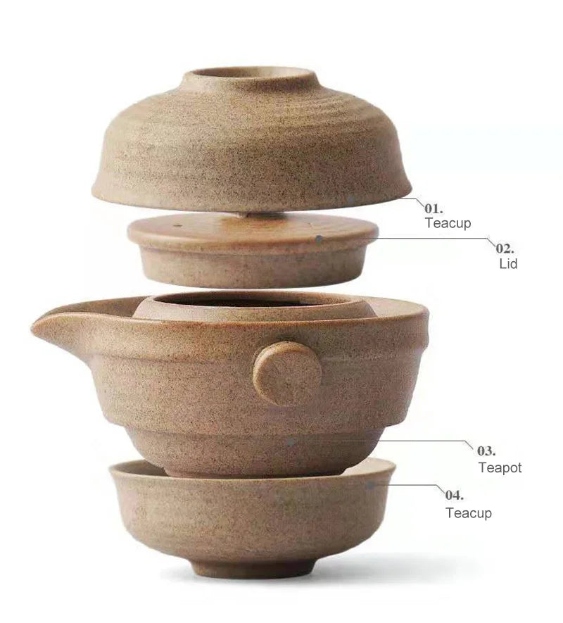 Chinese Kung Fu Tea Set 1teapot 2teacups Travel Ceramic Pottery Tea Cups  For Teaware Outdoor Tea Cups Of Tea Ceremony acacuss