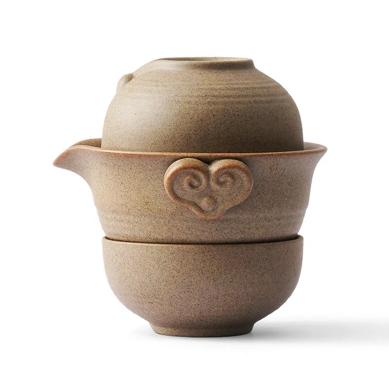 Chinese Kung Fu Tea Set 1teapot 2teacups Travel Ceramic Pottery Tea Cups  For Teaware Outdoor Tea Cups Of Tea Ceremony acacuss