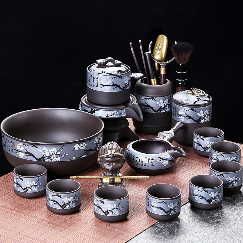 Chinese Kung Fu Tea Set Teapot Gaiwan Complete Yixing Traditional Puer Tea Cup Set Gift Ceremony Taza De Te Kitchen Drinkware acacuss