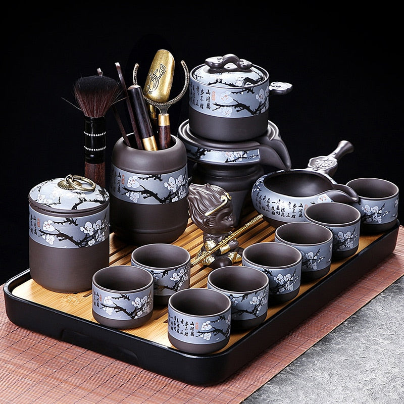 Chinese Kung Fu Tea Set Teapot Gaiwan Complete Yixing Traditional Puer Tea Cup Set Gift Ceremony Taza De Te Kitchen Drinkware acacuss