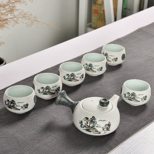 Chinese Kung Fu Tea Set White Ceramic Portable Teapot Porcelain Teaset Gaiwan Tea Cups Of Tea Ceremony Tea Pot acacuss