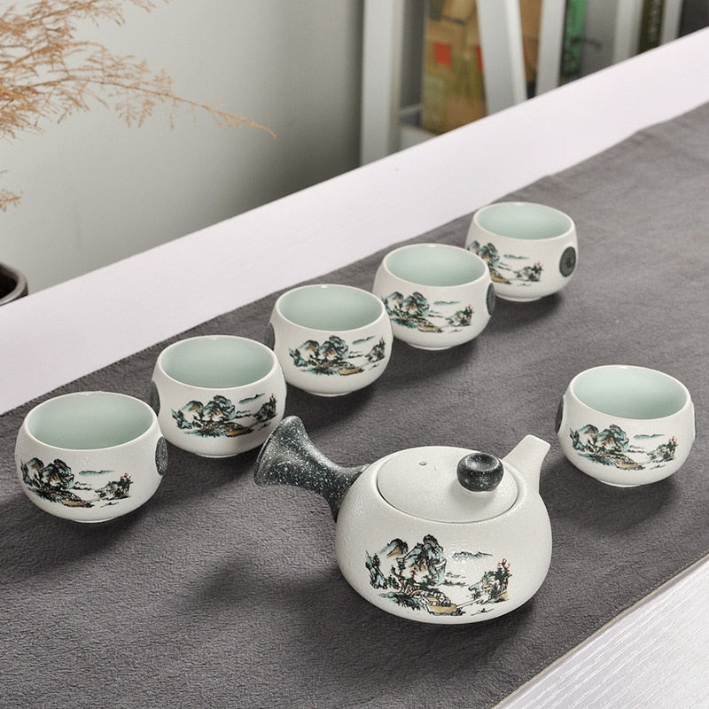 Chinese Kung Fu Tea Set White Ceramic Portable Teapot Porcelain Teaset Gaiwan Tea Cups Of Tea Ceremony Tea Pot acacuss