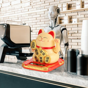 Chinese Lucky Cat Wealth Waving Shaking Hand Fortune Welcome Cat Home Craft acacuss