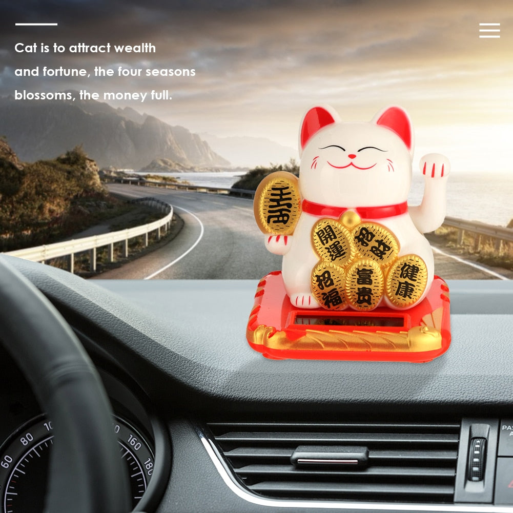 Chinese Lucky Cat Wealth Waving Shaking Hand Fortune Welcome Cat Home Craft acacuss