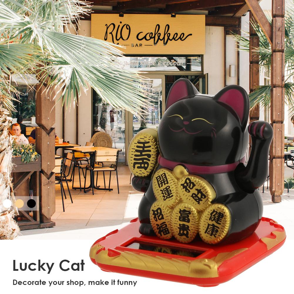 Chinese Lucky Cat Wealth Waving Shaking Hand Fortune Welcome Cat Home Craft acacuss
