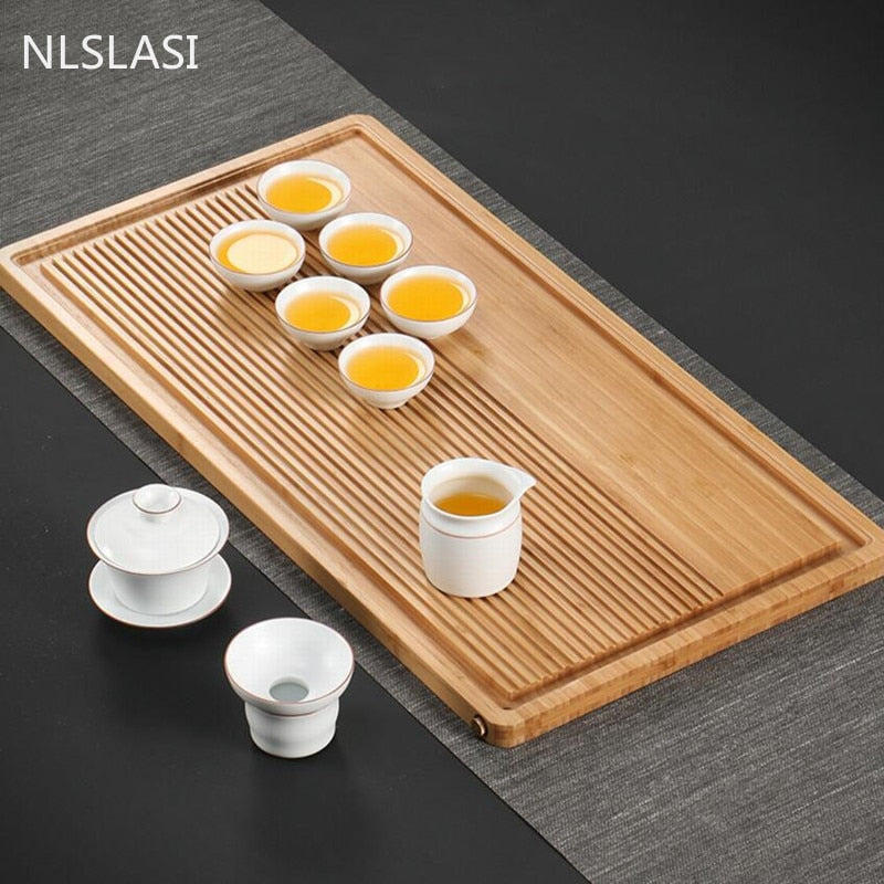 Chinese Natural Bamboo tea tray Drainage water storage Dual-use Living –  acacuss