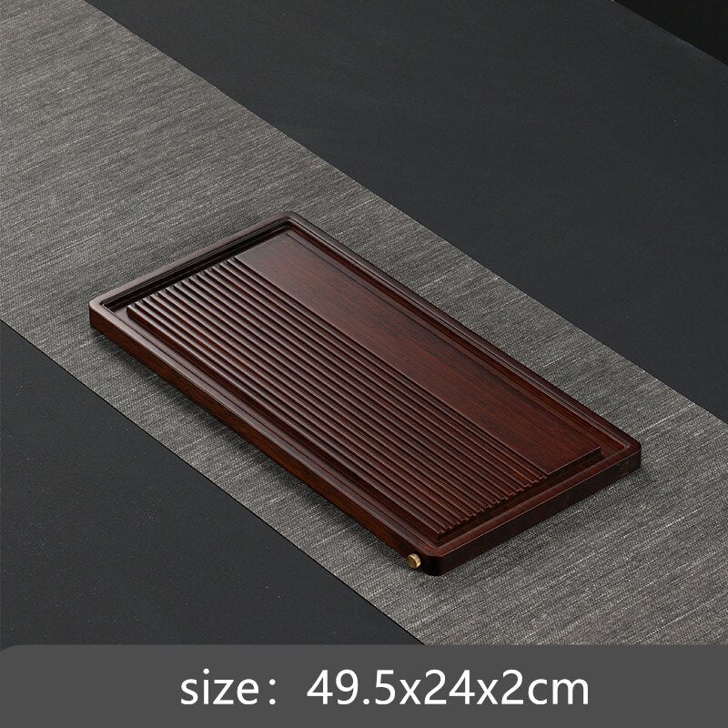 Chinese Natural Bamboo tea tray Drainage water storage Dual-use Living room Tea table Accessories Household Tea Board Chahai acacuss
