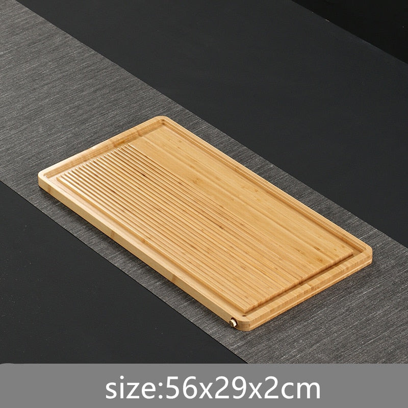 Chinese Natural Bamboo tea tray Drainage water storage Dual-use Living room Tea table Accessories Household Tea Board Chahai acacuss