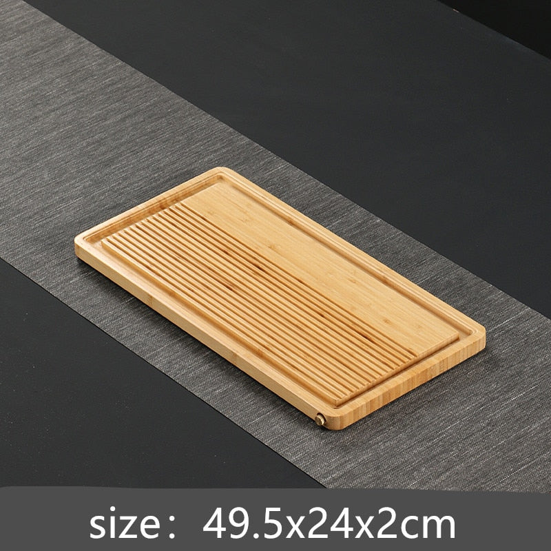 Chinese Natural Bamboo tea tray Drainage water storage Dual-use Living room Tea table Accessories Household Tea Board Chahai acacuss