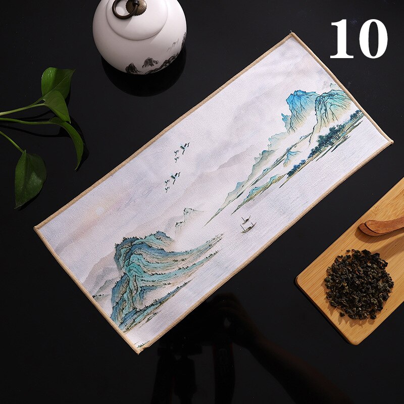 Chinese Painted Thick Tea Towel Super Absorbent High-end Tea Set Accessories Table Mats Professional RagTea Napkin acacuss