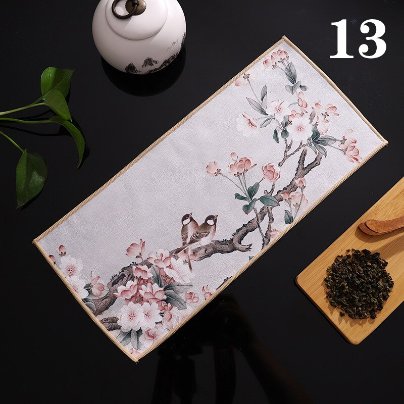Chinese Painted Thick Tea Towel Super Absorbent High-end Tea Set Accessories Table Mats Professional RagTea Napkin acacuss