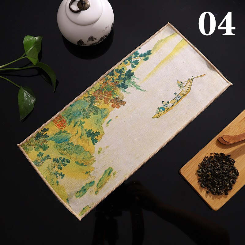 Chinese Painted Thick Tea Towel Super Absorbent High-end Tea Set Accessories Table Mats Professional RagTea Napkin acacuss