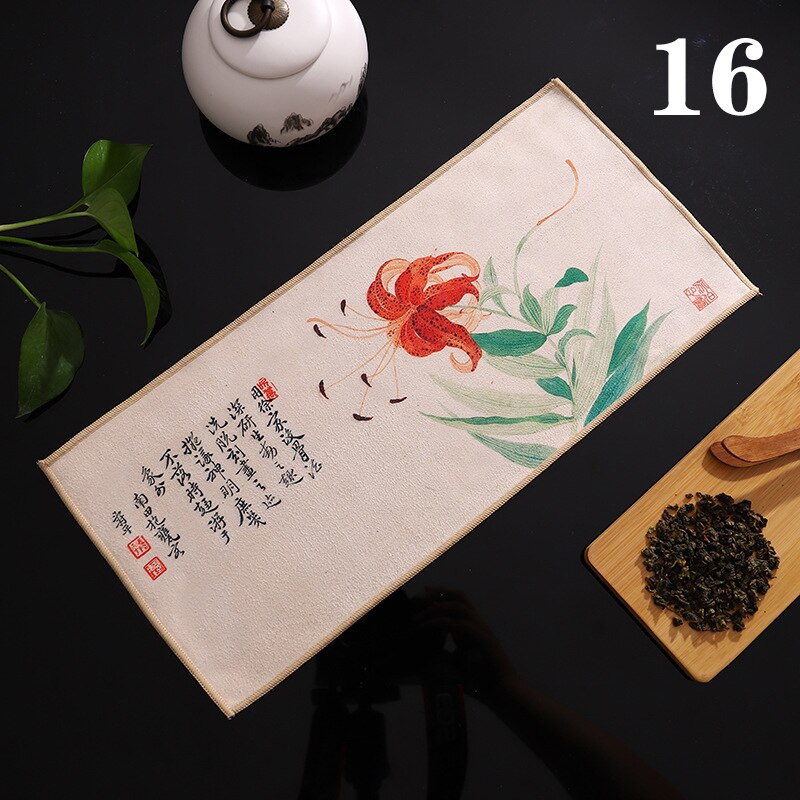 Chinese Painted Thick Tea Towel Super Absorbent High-end Tea Set Accessories Table Mats Professional RagTea Napkin acacuss