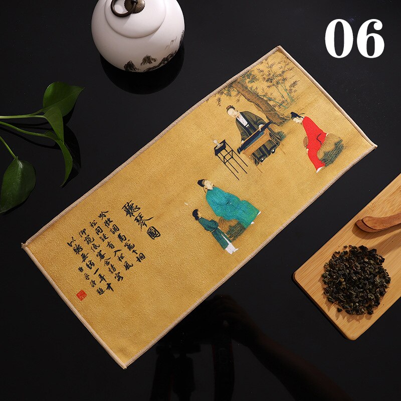 Chinese Painted Thick Tea Towel Super Absorbent High-end Tea Set Accessories Table Mats Professional RagTea Napkin acacuss