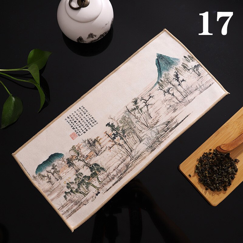 Chinese Painted Thick Tea Towel Super Absorbent High-end Tea Set Accessories Table Mats Professional RagTea Napkin acacuss