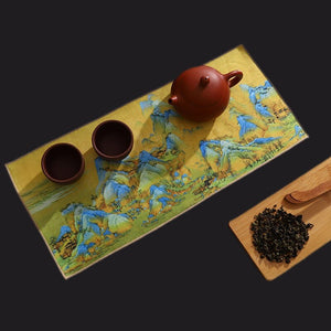 Chinese Painted Thick Tea Towel Super Absorbent High-end Tea Set Accessories Table Mats Professional RagTea Napkin acacuss