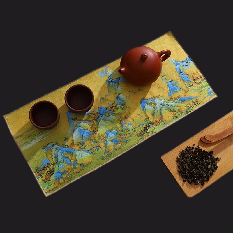 Chinese Painted Thick Tea Towel Super Absorbent High-end Tea Set Accessories Table Mats Professional RagTea Napkin acacuss