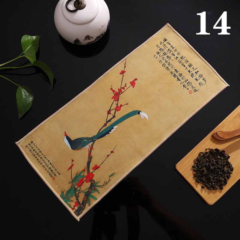 Chinese Painted Thick Tea Towel Super Absorbent High-end Tea Set Accessories Table Mats Professional RagTea Napkin acacuss